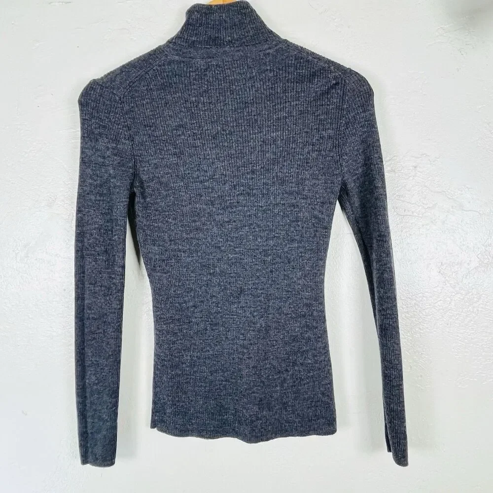 Philosophy Republic 100% Wool Ribbed Turtleneck Sweater Charcoal Gray L
